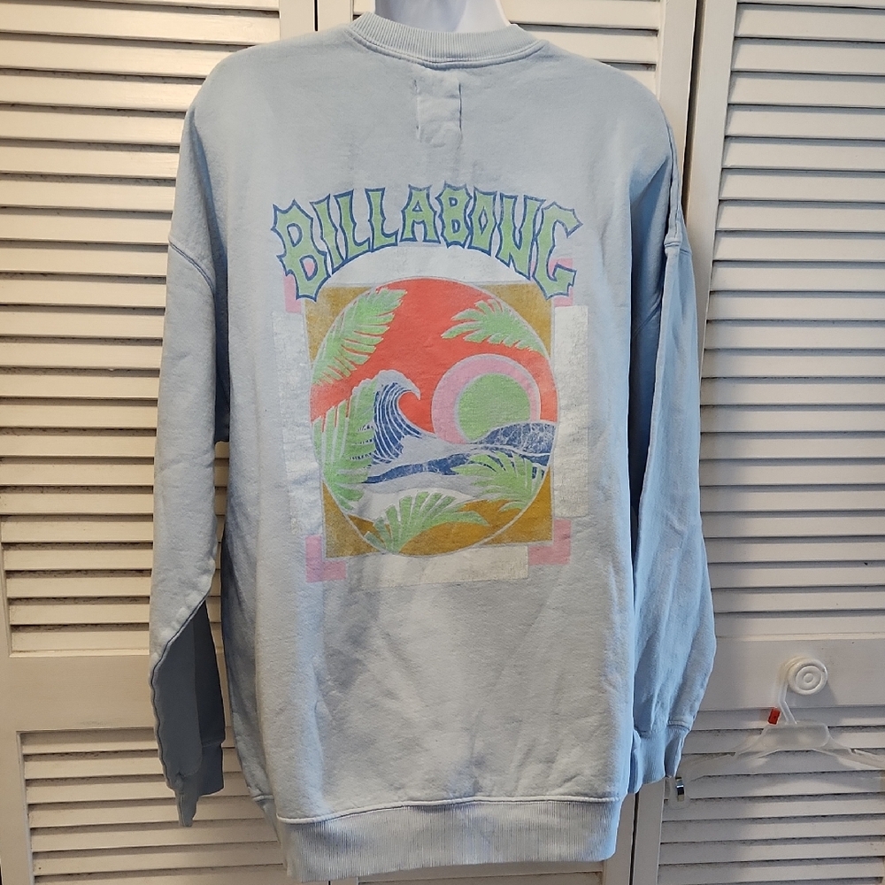 Billabong Pastel Blue Graphic Sweatshirt - Picture 1 of 8